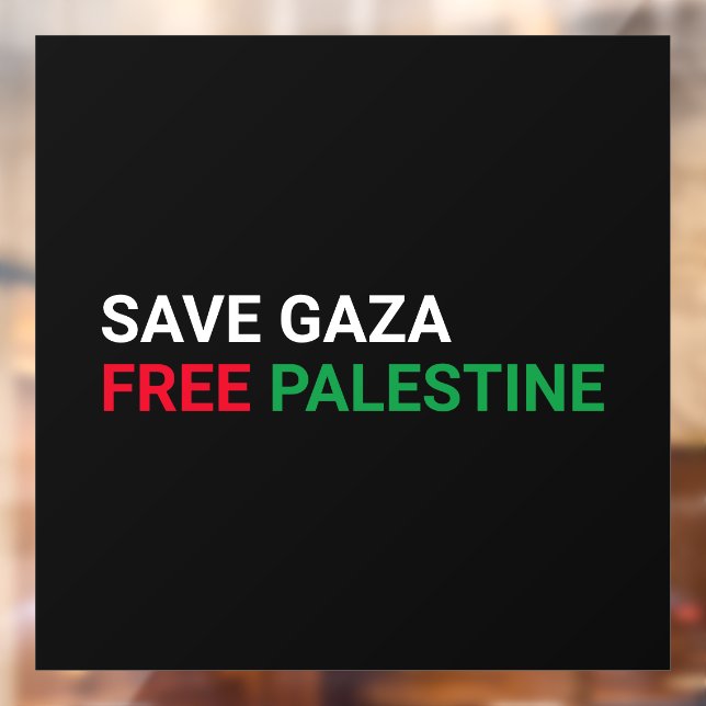 Autocollant Pour Fenêtre Save Gaza Free Palestine noir blanc rouge vert (Feuille 2)