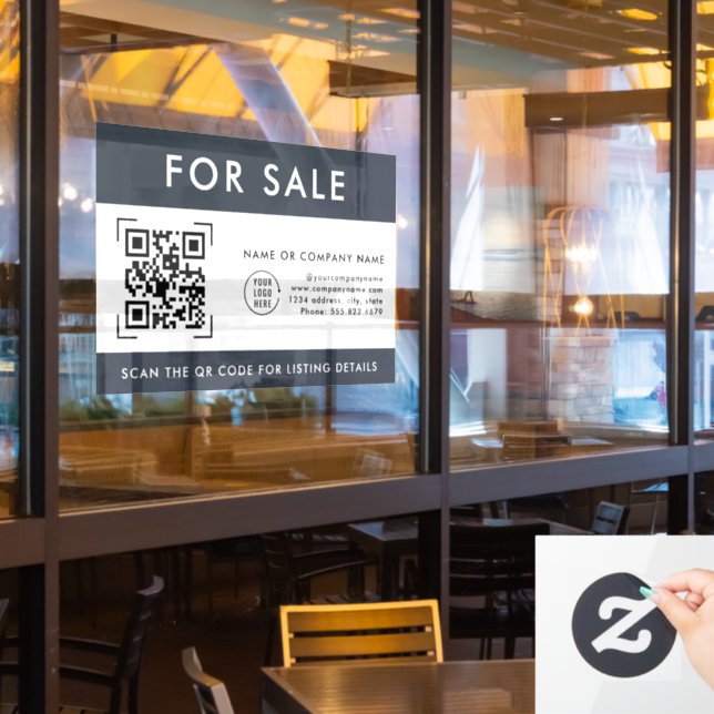 Autocollant Pour Fenêtre Scan Code QR pour vente | Logo d'entreprise (Fenêtre du restaurant)