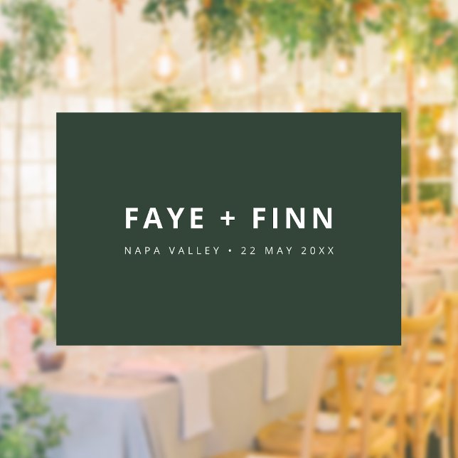 Autocollant Pour Fenêtre Scandi moderne | Mariage minimal vert forestier (Créateur téléchargé)