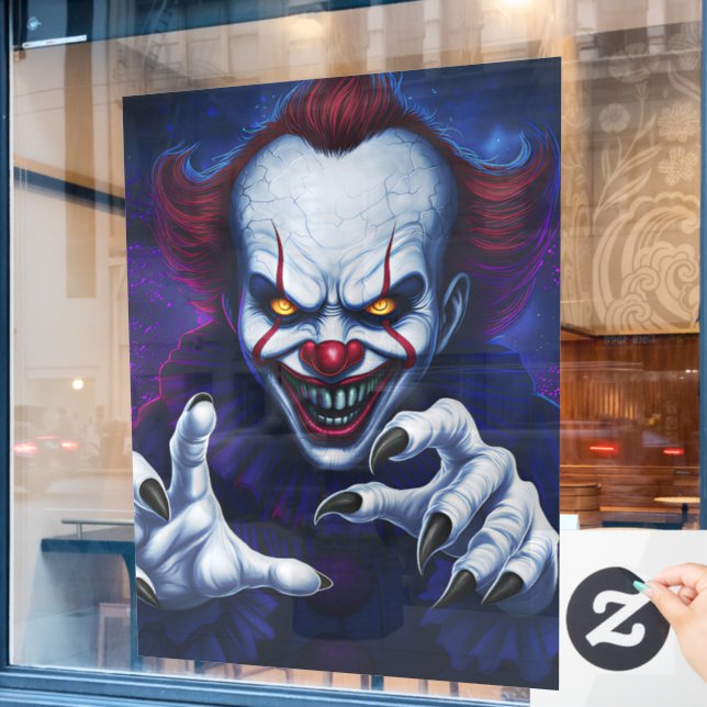 Autocollant Pour Fenêtre Scary Clown Window Cling (Fenêtre de café)
