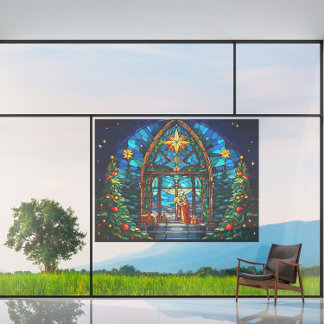 Autocollant Pour Fenêtre Scène de la Nativité en Verre Coloré Noël Art de l