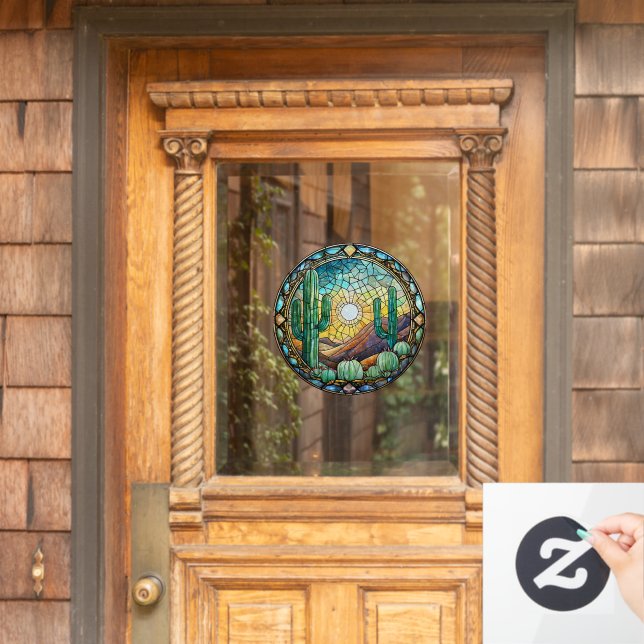 Autocollant Pour Fenêtre Scène du désert de Cactus en verre (Porte d'accueil)