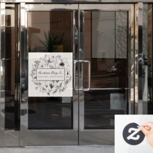 Autocollant Pour Fenêtre Script botanique moderne rose et noir