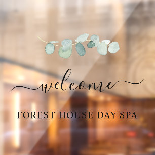 Autocollant Pour Fenêtre Script élégant de bienvenue botanique