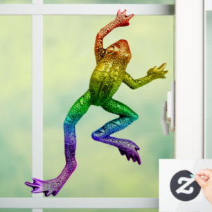 Autocollant Pour Fenêtre Sculpture de grenouille arc-en-ciel de SlipperyJoe