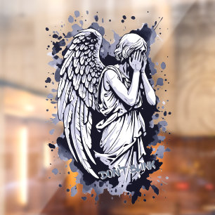 Autocollant Pour Fenêtre Sculpture d'un ange larmant - avec des éclaboussur