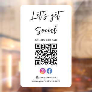 Autocollant Pour Fenêtre Se Connecter Avec Nous Instagram Facebook Qr Code 