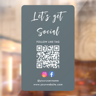 Autocollant Pour Fenêtre Se Connecter Avec Nous Instagram Facebook Qr Code
