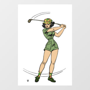 Autocollant Pour Fenêtre Se réchauffer pour Golf Lady Golfer