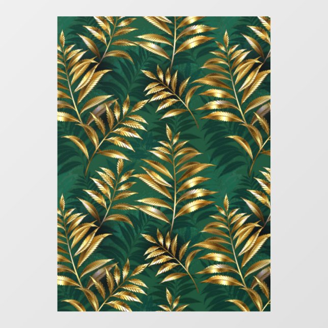 Autocollant Pour Fenêtre Seamless pattern with golden ferns (Feuille)