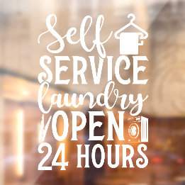 Autocollant Pour Fenêtre Self Service Laundry Open 24 Hours