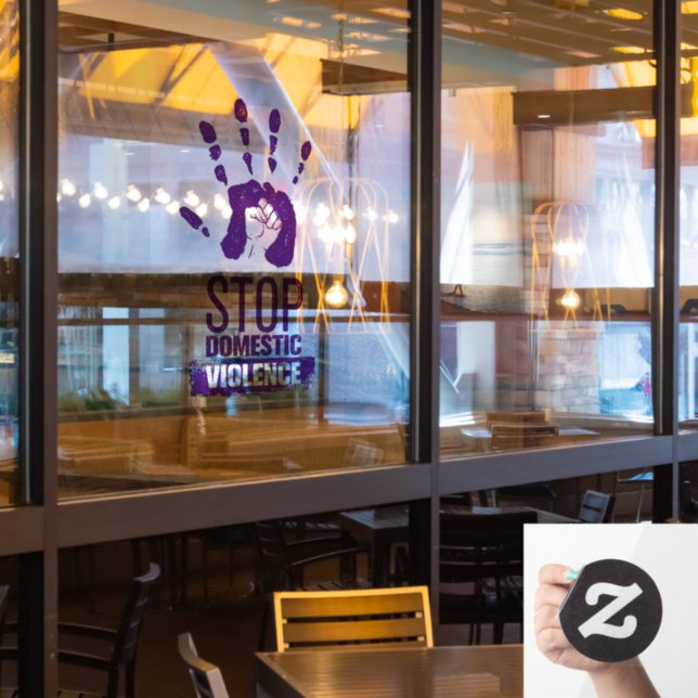 Autocollant Pour Fenêtre Sensibilisation à la violence domestique (Fenêtre du restaurant)