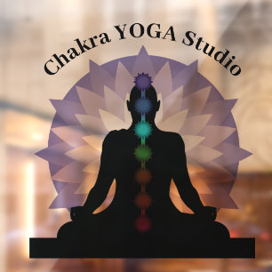 Autocollant Pour Fenêtre Sept Chakras Yoga Pose Fenêtre Clôture