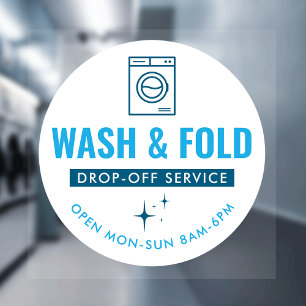 Autocollant Pour Fenêtre Service de lavage et de pliage Blanchisserie Netto