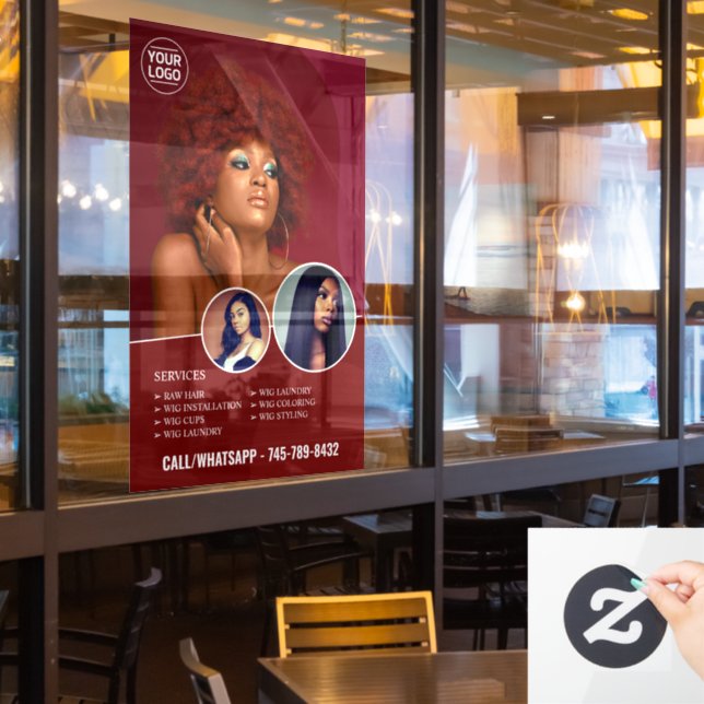 Autocollant Pour Fenêtre Services de salon de perruques adhésif pour vitrin (Fenêtre du restaurant)