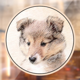 Autocollant Pour Fenêtre Shetland Sheepdog Puppy Peinture Chien original ar