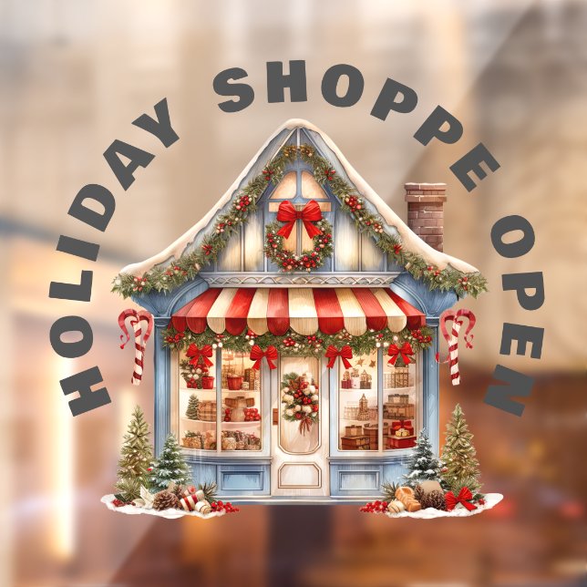 Autocollant Pour Fenêtre SHOPPE HOLIDAY SHOPPE OPEN Window Cling (Feuille 2)