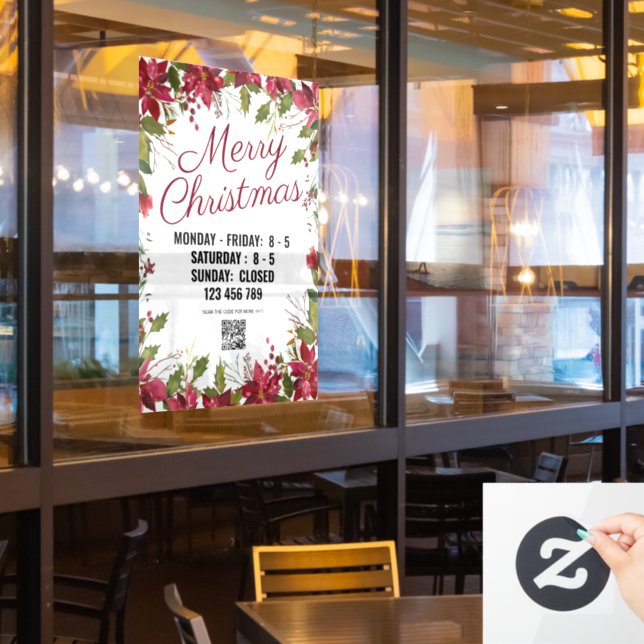 Autocollant Pour Fenêtre Signe de magasin de saison de vacances avec code Q (Fenêtre du restaurant)