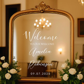 Autocollant Pour Fenêtre Signe de miroir de mariage de bienvenue Vinyle Let