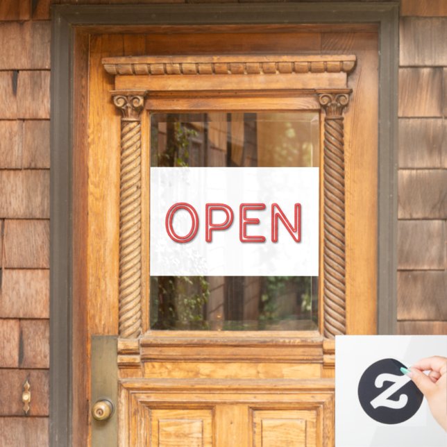 Autocollant Pour Fenêtre SIGNE DE PORTE OUVERTE Rouge néon (Porte d'accueil)