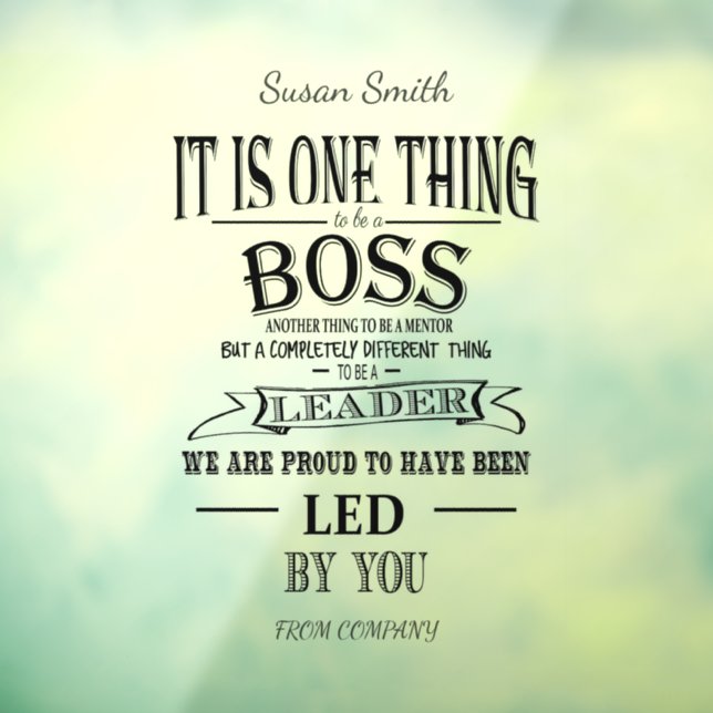 Autocollant Pour Fenêtre signe de retraite Boss personnalisé merci (Feuille 3)