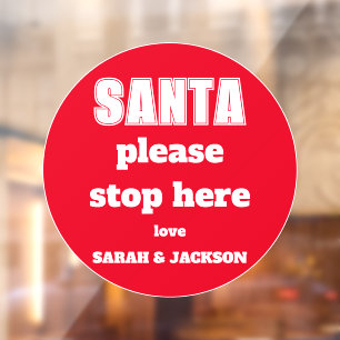 Autocollant Pour Fenêtre S'il vous plaît arrêtez ici Noms des enfants Noël