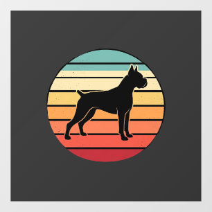 Autocollant Pour Fenêtre Silhouette de chien Boxer au coucher du soleil Vin