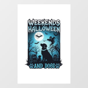 Autocollant Pour Fenêtre Silhouette de chiens fantômes pleine lune Hallowee