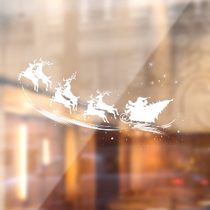 Autocollant Pour Fenêtre Silhouette de Noël Père Noël Sleigh Reindeer