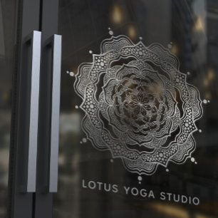 Autocollant Pour Fenêtre Silver Mandala Bohemian Elegant Reiki Yoga Studio