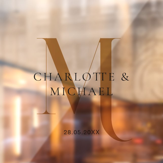 Autocollant Pour Fenêtre Simple, Élégant, Monogramme, Mariage (Feuille 2)