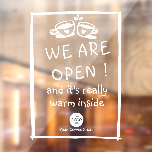 Autocollant Pour Fenêtre Simple grand café signe avec logo