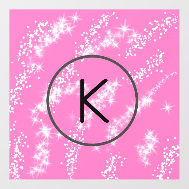 Autocollant Pour Fenêtre simple minimal white monogram pink glitter waterco (Feuille)