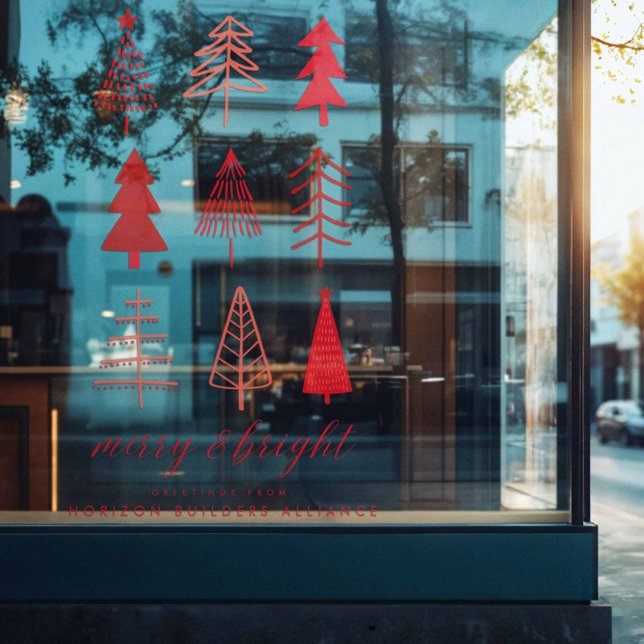 Autocollant Pour Fenêtre Simple moderne Rouge Merveille & Bon Noël Bienvenu (Créateur téléchargé)