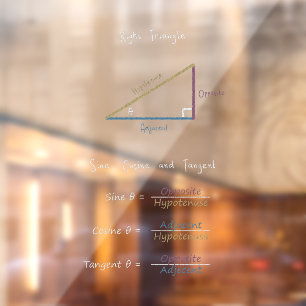 Autocollant Pour Fenêtre Sine Cosine Tangent Trigonométrie Diagramme coloré