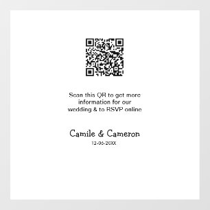 Autocollant Pour Fenêtre SITE WEB DE MARIAGE QR ajouter photonom date noir