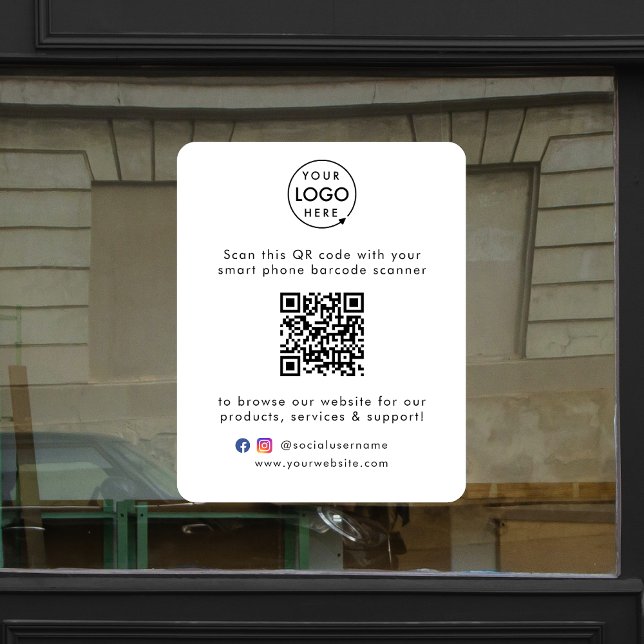 Autocollant Pour Fenêtre Site web d'entreprise | Me scanner Code QR Minimal (Créateur téléchargé)