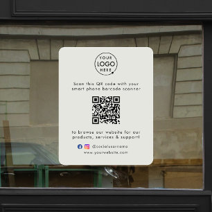 Autocollant Pour Fenêtre Site Web d'entreprise   QR Code Moderne Gris Promo