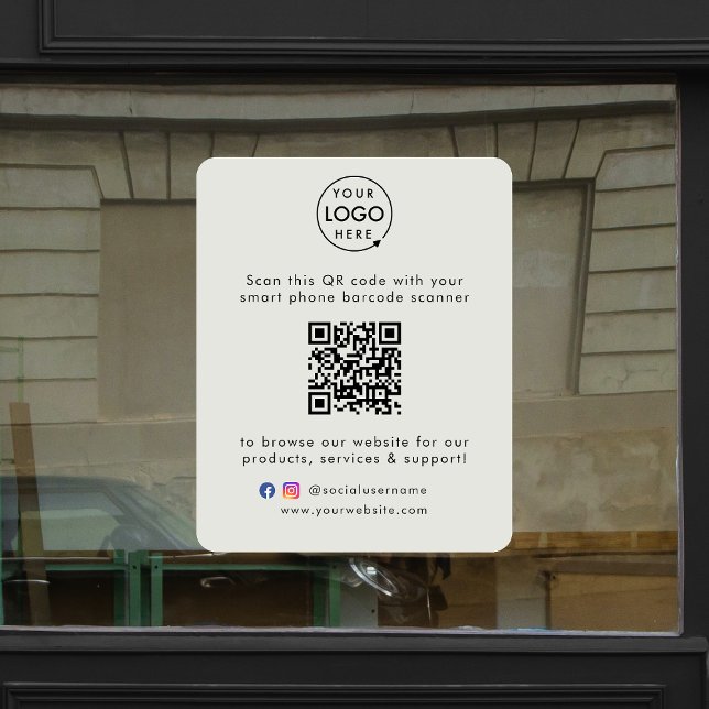 Autocollant Pour Fenêtre Site Web d'entreprise | QR Code Moderne Gris Promo (Créateur téléchargé)