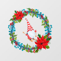 Skier Nordic Gnome dans une couronne de Noël Vinyl