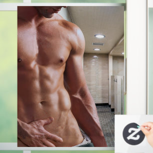 Autocollant Pour Fenêtre SlipperyJoe cheminée homme musclé six pack abs