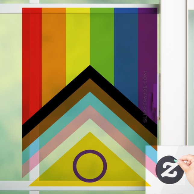Autocollant Pour Fenêtre SlipperyJoe Intersex Progrès Fierté Drapeau arc-en (Maison)