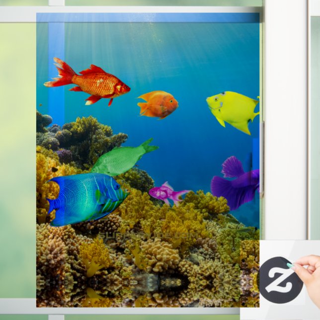 Autocollant Pour Fenêtre SlipperyJoe's Fish Pride tropicale vert bleu pourp (Maison)