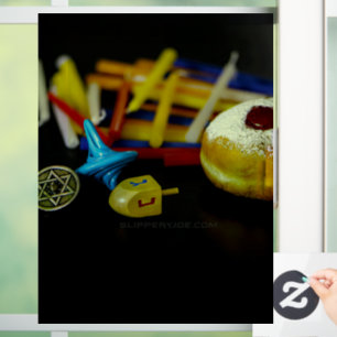 Autocollant Pour Fenêtre SlipperyJoe's Happy Hanoukka Star of David pièce m