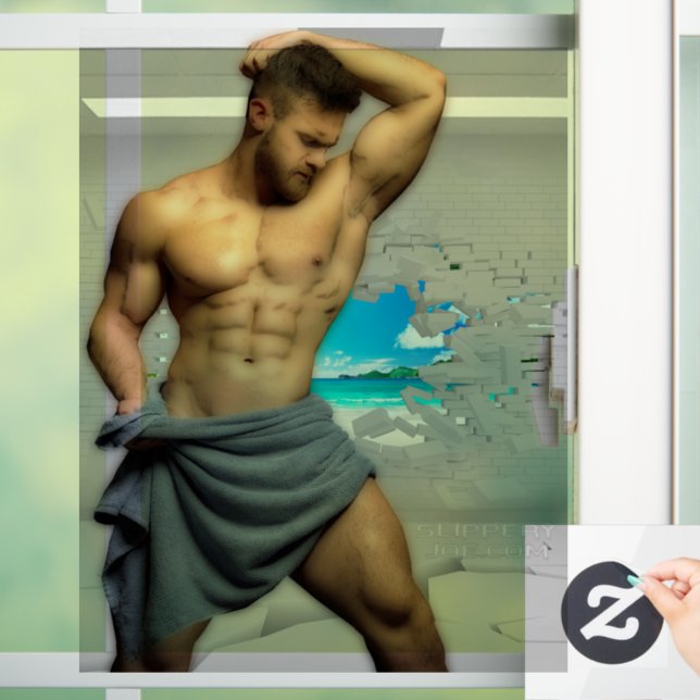 Autocollant Pour Fenêtre SlipperyJoe's Man serviette brisée mur de brique b (Maison)