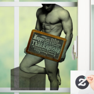Autocollant Pour Fenêtre SlipperyJoe's Thanksgiving man hot six pack abs un