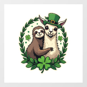 Autocollant Pour Fenêtre Sloth Llama St Patricks Day Vintage Lucky Tee 2