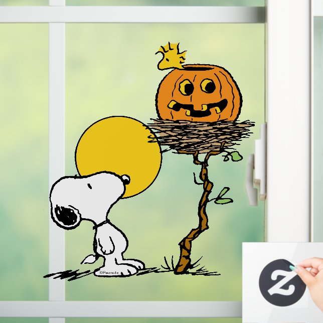 Autocollant Pour Fenêtre Snoopy & Bois Nid Avec Jack O'Lantern (Maison)