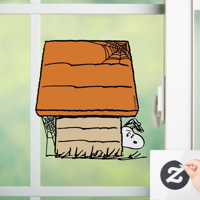 Autocollant Pour Fenêtre Snoopy Halloween Spider Web Doghouse (Maison)