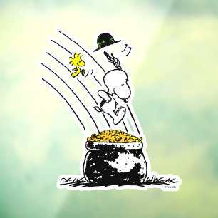 Autocollant Pour Fenêtre Snoopy Jumping dans le pot d'or